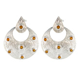 Xiu Chunky Stud Earrings with Vibrant Gemstones Citrine Yellow Stud